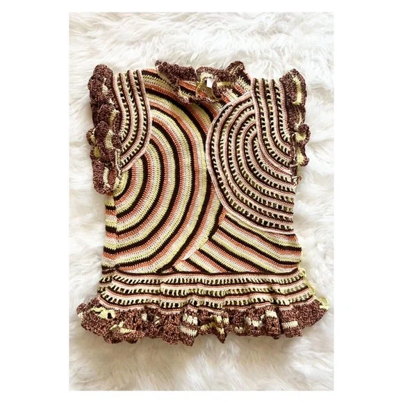 New! ULLA JOHNSON “Aurora” Ruffled Crochet Knit Top - Picture 8 of 14